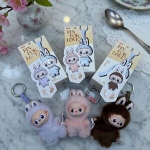 Labubu Keychain Pin For love - Pink, Brown or Purple